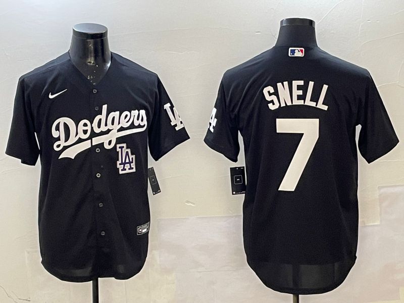 Men Los Angeles Dodgers #7 Snell Black Game 2025 Nike MLB Jersey style 5
